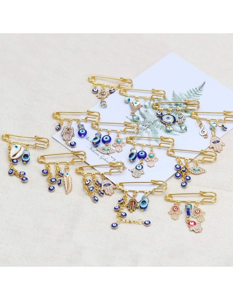 Turkey Evil Eye Rhinestone Charm Blue Lucky Eyeball Hands Brooch Pins Jewelry for Good Luck Turkey Evil Eye Rhinestone Charm Blue Lucky Eyeball Hands Brooch Pins Jewelry for Good Luck