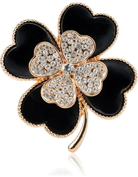 Brooch Pins Lucky Four Leaf Clover Gold Petal Rhinestone Crystal Valentines Flower Lapel Brooches Brooch Pins Lucky Four Leaf Clover Gold Petal Rhinestone Crystal Valentines Flower Lapel Brooches