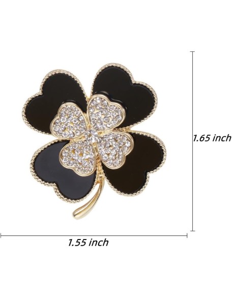 Brooch Pins Lucky Four Leaf Clover Gold Petal Rhinestone Crystal Valentines Flower Lapel Brooches Brooch Pins Lucky Four Leaf Clover Gold Petal Rhinestone Crystal Valentines Flower Lapel Brooches