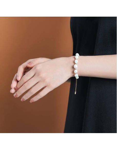 14K Gold Baroque Pearl Bracelet, Pure White Freshwater Pearl Bracelet 14K Gold Baroque Pearl Bracelet, Pure White Freshwater Pearl Bracelet