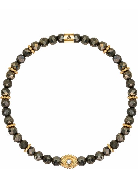 Fierce Spirit - Women's Genuine Tiger's Eye Labradorite Pyrite Gemstones18K Gold Plated Bras Evil Eye Fierce Spirit - Women's Genuine Tiger's Eye Labradorite Pyrite Gemstones18K Gold Plated Bras Evil Eye