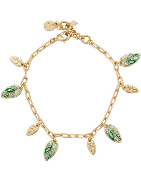 Lucky Brand Enamel Monstera Charm Bracelet, Gold, One Size Lucky Brand Enamel Monstera Charm Bracelet, Gold, One Size