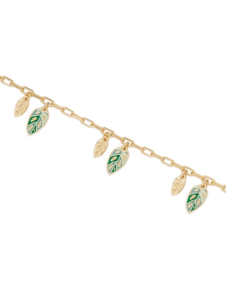 Lucky Brand Enamel Monstera Charm Bracelet, Gold, One Size Lucky Brand Enamel Monstera Charm Bracelet, Gold, One Size