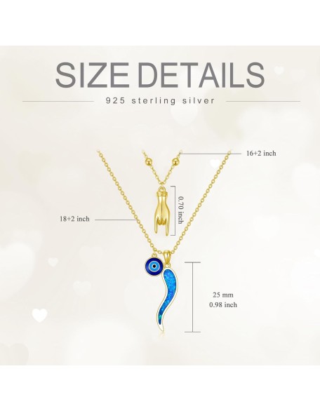 Evil Eye/Italian Horn Ladybug/Black Cat/Cross Lifeline Heart Pendant Layering Necklace Jewelry Evil Eye/Italian Horn Ladybug/Black Cat/Cross Lifeline Heart Pendant Layering Necklace Jewelry