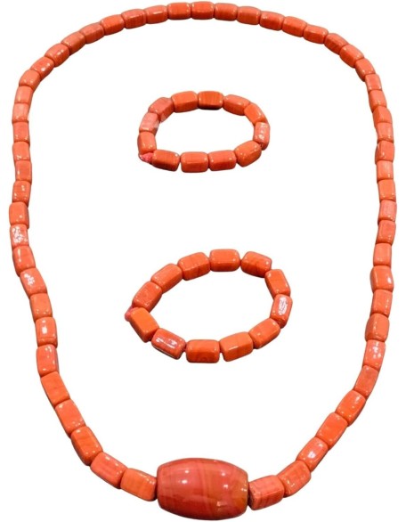 Original Coral Beads Necklace And Coral Bead Bracelet, Igbo bead African jewelry Original Coral Beads Necklace And Coral Bead Bracelet, Igbo bead African jewelry