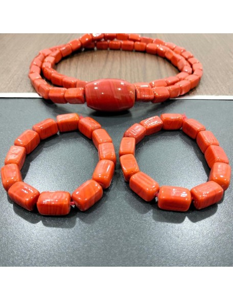 Original Coral Beads Necklace And Coral Bead Bracelet, Igbo bead African jewelry Original Coral Beads Necklace And Coral Bead Bracelet, Igbo bead African jewelry