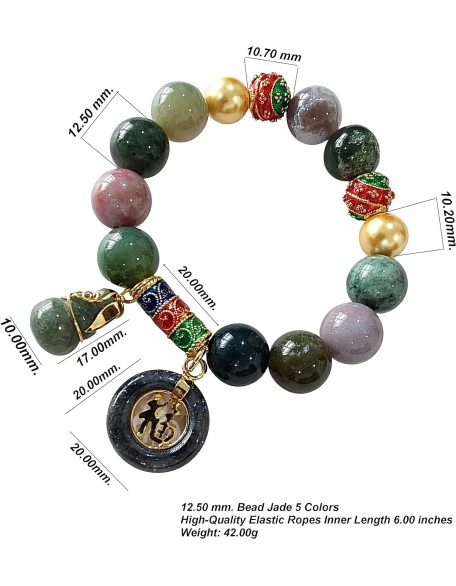 12.50 mm Jewelry Healing Energy Bracelets Bangle Charms with Pendant Jade Coin 12.50 mm Jewelry Healing Energy Bracelets Bangle Charms with Pendant Jade Coin