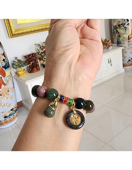 12.50 mm Jewelry Healing Energy Bracelets Bangle Charms with Pendant Jade Coin 12.50 mm Jewelry Healing Energy Bracelets Bangle Charms with Pendant Jade Coin