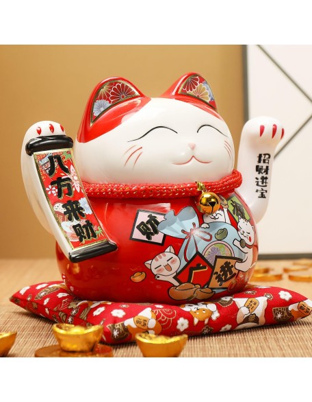 Lucky Statue Cat Figurines Chinese Cat Waving Arm Maneki Neko Ceramic Japanese Money Fortune Cat Gift Decorations for Store Company Opening Lucky Statue Cat Figurines Chinese Cat Waving Arm Maneki Neko Ceramic Japanese Money Fortune Cat Gift Decorations for Store Company Opening