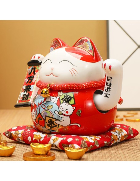 Lucky Statue Cat Figurines Chinese Cat Waving Arm Maneki Neko Ceramic Japanese Money Fortune Cat Gift Decorations for Store Company Opening Lucky Statue Cat Figurines Chinese Cat Waving Arm Maneki Neko Ceramic Japanese Money Fortune Cat Gift Decorations for Store Company Opening
