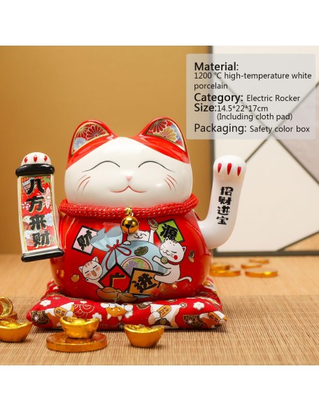 Lucky Statue Cat Figurines Chinese Cat Waving Arm Maneki Neko Ceramic Japanese Money Fortune Cat Gift Decorations for Store Company Opening Lucky Statue Cat Figurines Chinese Cat Waving Arm Maneki Neko Ceramic Japanese Money Fortune Cat Gift Decorations for Store Company Opening