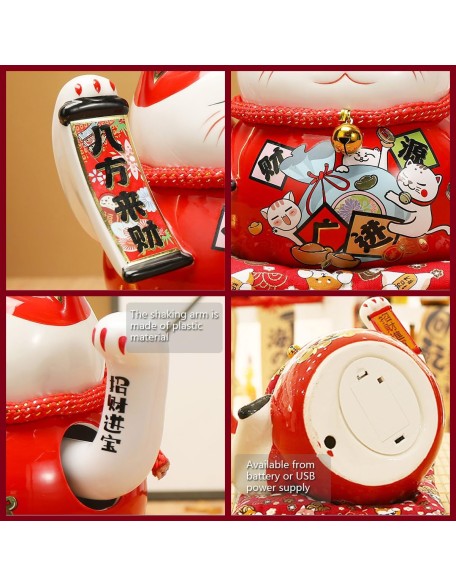 Lucky Statue Cat Figurines Chinese Cat Waving Arm Maneki Neko Ceramic Japanese Money Fortune Cat Gift Decorations for Store Company Opening Lucky Statue Cat Figurines Chinese Cat Waving Arm Maneki Neko Ceramic Japanese Money Fortune Cat Gift Decorations for Store Company Opening