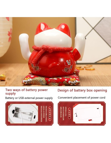 Lucky Statue Cat Figurines Chinese Cat Waving Arm Maneki Neko Ceramic Japanese Money Fortune Cat Gift Decorations for Store Company Opening Lucky Statue Cat Figurines Chinese Cat Waving Arm Maneki Neko Ceramic Japanese Money Fortune Cat Gift Decorations for Store Company Opening