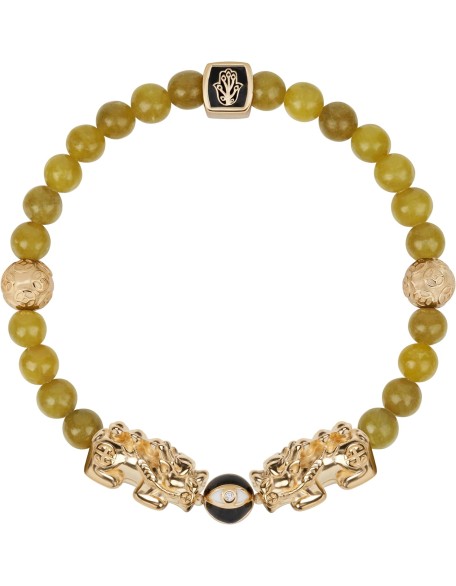 Established Resilience - Double Dragon Jade 18K Gold Plated Brass Bracelet, Evil Eye Symbol deflects negativity, Jade stones for cleansing Established Resilience - Double Dragon Jade 18K Gold Plated Brass Bracelet, Evil Eye Symbol deflects negativity, Jade stones for cleansing