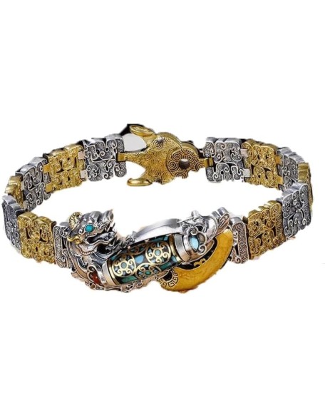 Nine-Eyed Dzi Bead Bracelet,Tibetan Silver Six-Character Mantra Nine-Eyed Dzi Bead Feng Shui Amulet Bracelet Nine-Eyed Dzi Bead Bracelet,Tibetan Silver Six-Character Mantra Nine-Eyed Dzi Bead Feng Shui Amulet Bracelet