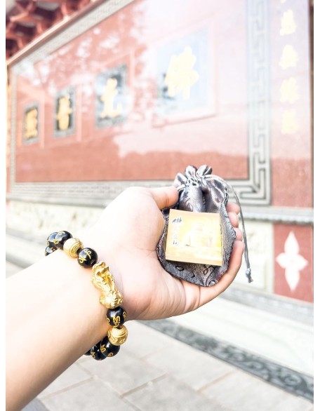 Feng Shui Bracelet Obsidian Bracelet, 24k Gold Plated Pixiu Bracelet Dragon Protection for Men Women Feng Shui Bracelet Obsidian Bracelet, 24k Gold Plated Pixiu Bracelet Dragon Protection for Men Women