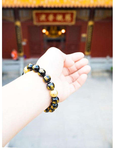 Feng Shui Bracelet Obsidian Bracelet, 24k Gold Plated Pixiu Bracelet Dragon Protection for Men Women Feng Shui Bracelet Obsidian Bracelet, 24k Gold Plated Pixiu Bracelet Dragon Protection for Men Women