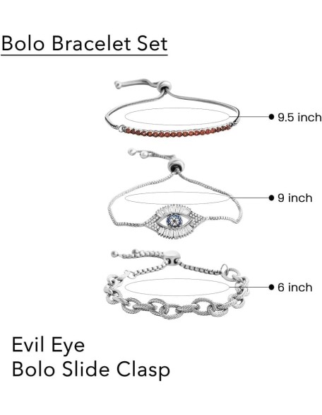 Adjustable Charm Bracelet Set of 3 Stainless Steel Bracelets for Women Trendy Adjustable Charm Bracelet Set of 3 Stainless Steel Bracelets for Women Trendy