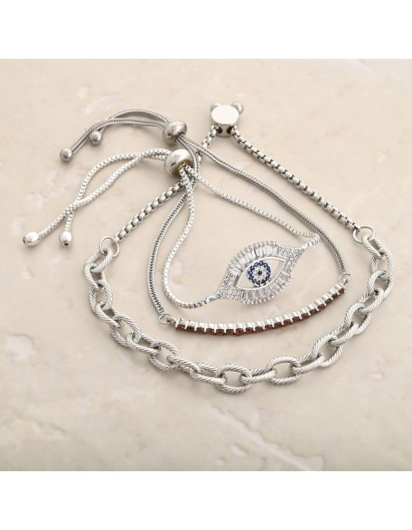 Adjustable Charm Bracelet Set of 3 Stainless Steel Bracelets for Women Trendy Adjustable Charm Bracelet Set of 3 Stainless Steel Bracelets for Women Trendy