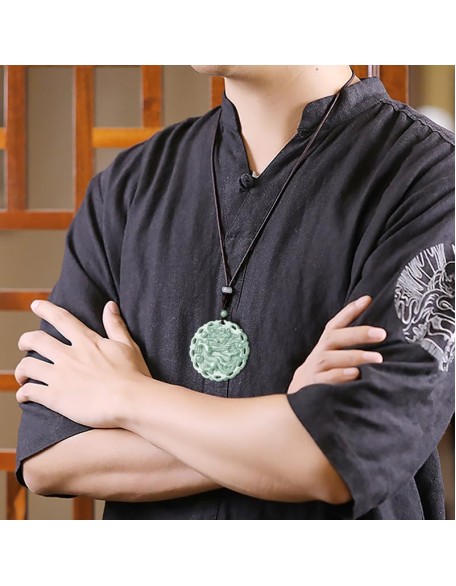 Natural Jadeite Dragon and Phoenix Zodiac Pendant Necklace Natural Jadeite Dragon and Phoenix Zodiac Pendant Necklace