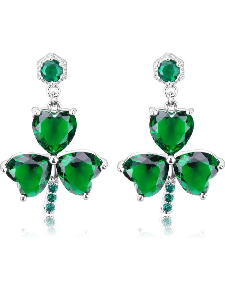 Shamrock Rhinestone Earrings Studs, Earrings Hook Shamrock Rhinestone Earrings Studs, Earrings Hook