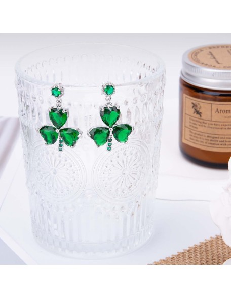 Shamrock Rhinestone Earrings Studs, Earrings Hook Shamrock Rhinestone Earrings Studs, Earrings Hook