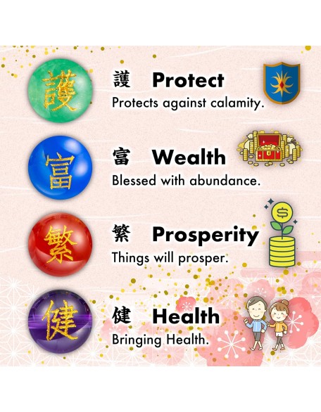 Lucky bracelet Auspicious Japanese Kanji traditional cool stretch powerstone Agate Green quartz Amethyst casual gift Lucky bracelet Auspicious Japanese Kanji traditional cool stretch powerstone Agate Green quartz Amethyst casual gift